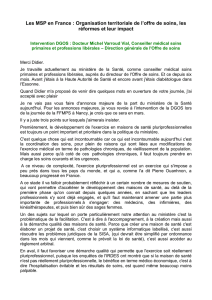 Les MSP en France : Organisation territoriale de l`offre de soins, les