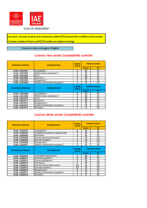 Licence 1ère année Comptabilité contrôle Licence 2ème année