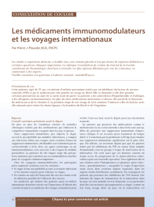 Consultation de couloir : Les médicaments immunomodulateurs et