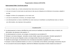 Programmation Littérature (2015-2016) Socle