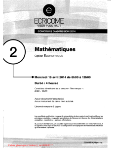 2014 - MATH - ECRICOME ECE - Annale corrigée