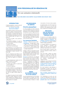 SOIN PERSONNALISÉ EN HÉMODIALYSE Vers une