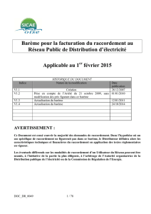 Barème pour la facturation du raccordement au Réseau Public de