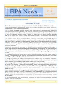 www.investintunisia.tn Janvier 2007 FIPA News