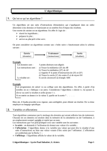 Seconde - TP - Présentation de l`algorithmique 2013-2014