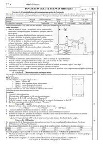 DS 2 - Seconde - Physique - Chimie - 2004-2005