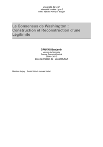 Le Consensus de Washington : Construction et Reconstruction d