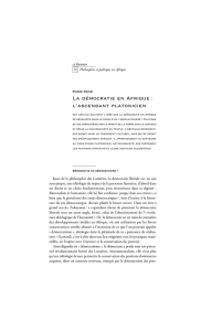 La démocratie en Afrique : l`ascendant platonicien - IRD