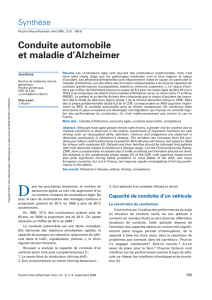 Conduite automobile et maladie d`Alzheimer