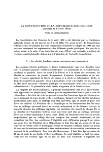 LA CONSTITUTION DE LA RÉPUBLIQUE DES COMORES (adoptée