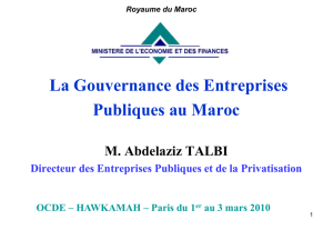 La Gouvernance des Entreprises Publiques au Maroc