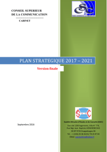 PLAN STRATEGIQUE 2017 – 2021