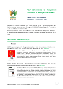 Accéder à la biblio sur la COP21 et le changement climatique