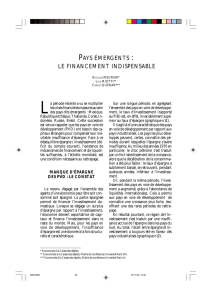 PAYS ÉMERGENTS LE FINANCEMENT INDISPENSABLE