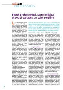 Secret professionnel, secret médical et secret partagé : un sujet