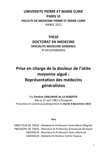 Prise en charge de la douleur de l`otite moyenne aiguë