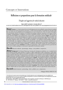 Réflexions et propositions pour la formation médicale