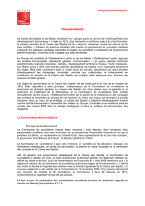 Gouvernance - Groupe Caisse des Dépôts