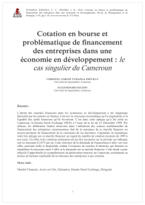 cas singulier du Cameroun - Revue de Management et de Stratégie