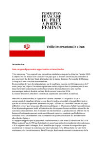 Veille Internationale : Iran - Fédération Française du prêt à porter