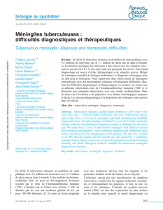 Méningites tuberculeuses : difficultés diagnostiques et thérapeutiques