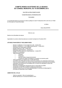 Compte-rendu in extenso du Conseil municipal du 18 décembre 2012