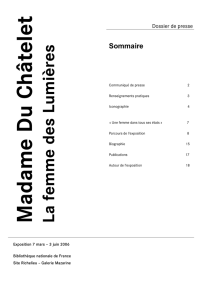 Madame Du Châtelet - Exposition - Dossier de presse