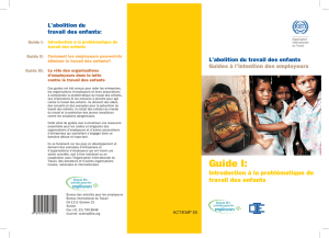 Introduction à la problématique du travail des enfants: Guide I