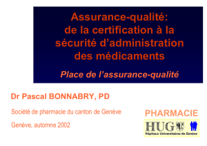Assurance-qualité - Pharmacie des HUG