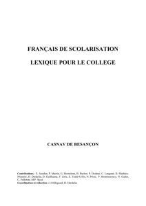 français de scolarisation lexique pour le college
