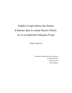 Emploi et équivalence des formes d`adresse dans le roman finnois