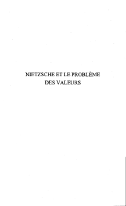 NIETZSCHE ET LE PROBLÈME DES VALEURS