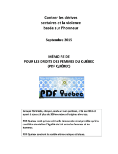 Mémoire de PDF Québec présenté à la commission parlementaire