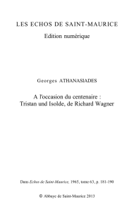 A l`occasion du centenaire : Tristan und Isolde, de Richard Wagner