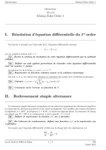 I. Résolution d`équation différentielle du 1er ordre II. Redressement