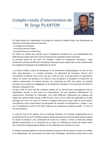 Compte-rendu d`intervention de M. Serge PLANTON