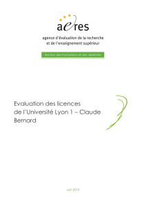 Evaluation des Licences de l`Université Lyon 1