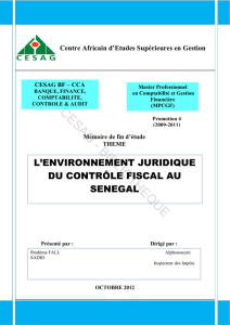 Environnement juridique du contrôle fiscal au Sénégal