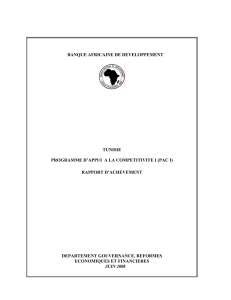 Tunisie - Programme d`appui a la compétitivité i (PAC I)