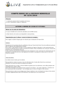COMPTE RENDU DE LA REUNION MENSUELLE DU 12/01/2016