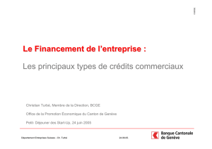 Le Financement de l`entreprise : Les principaux types de crédits