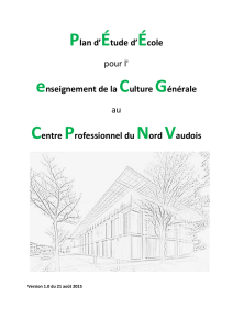 Plan d`Étude d`École pour l` enseignement de la Culture Générale