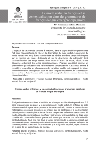 Le mode verbal en français et sa contextualisation dans