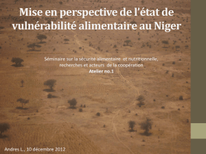 Mise en perspective de l`état de vulnérabilité alimentaire au Niger