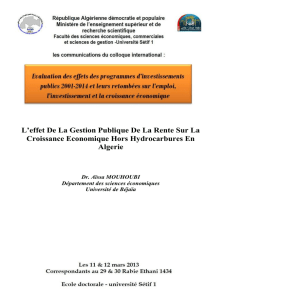 L`effet De La Gestion Publique De La Rente Sur La Croissance