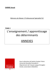 L`enseignement / apprentissage des déterminants ANNEXES