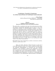 L`esthétique, l`intuitif et l`empirique. La refonte husserlienne de l