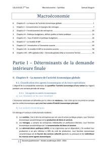 Macroéconomie Partie I – Déterminants de la