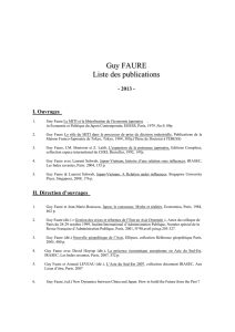 Guy FAURE Liste des publications - l`Institut d`Asie Orientale