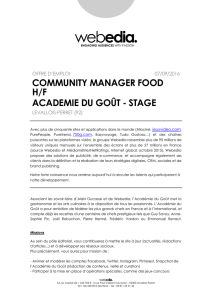 community manager food h/f academie du goût - stage